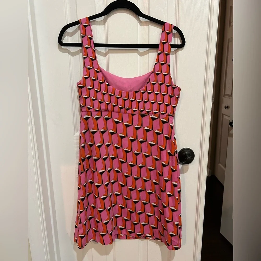 Diane Von Furstenberg Pink Geometric Tank Top Size 6 - Picture 5 of 7